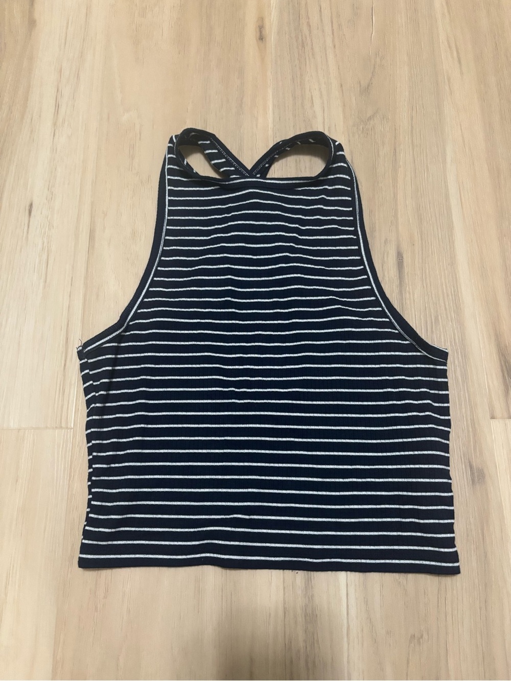 Hollister Navy and White Striped Crop Tank